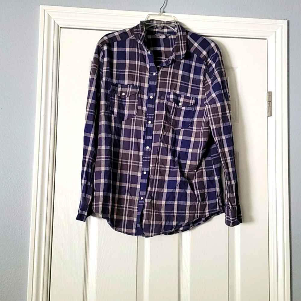 Nordstrom Rubbish Purple Plaid Shirt XL